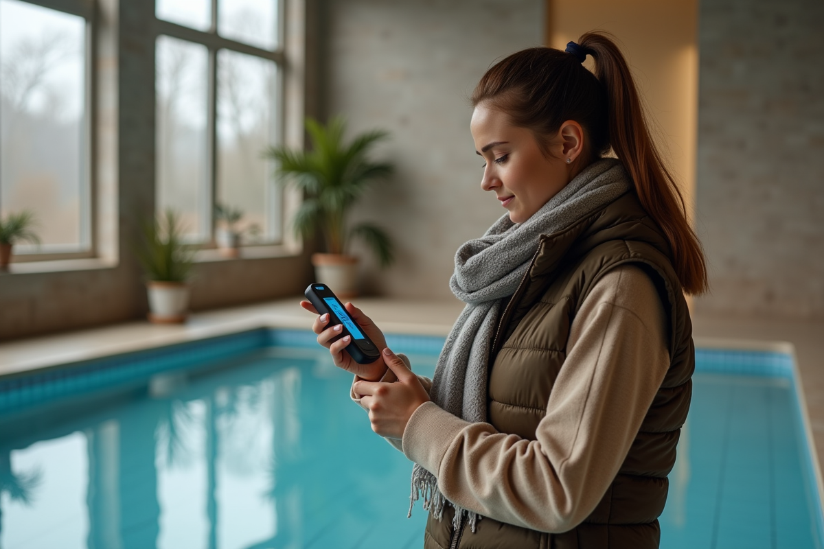 Jeune femme vérifiant la température de l