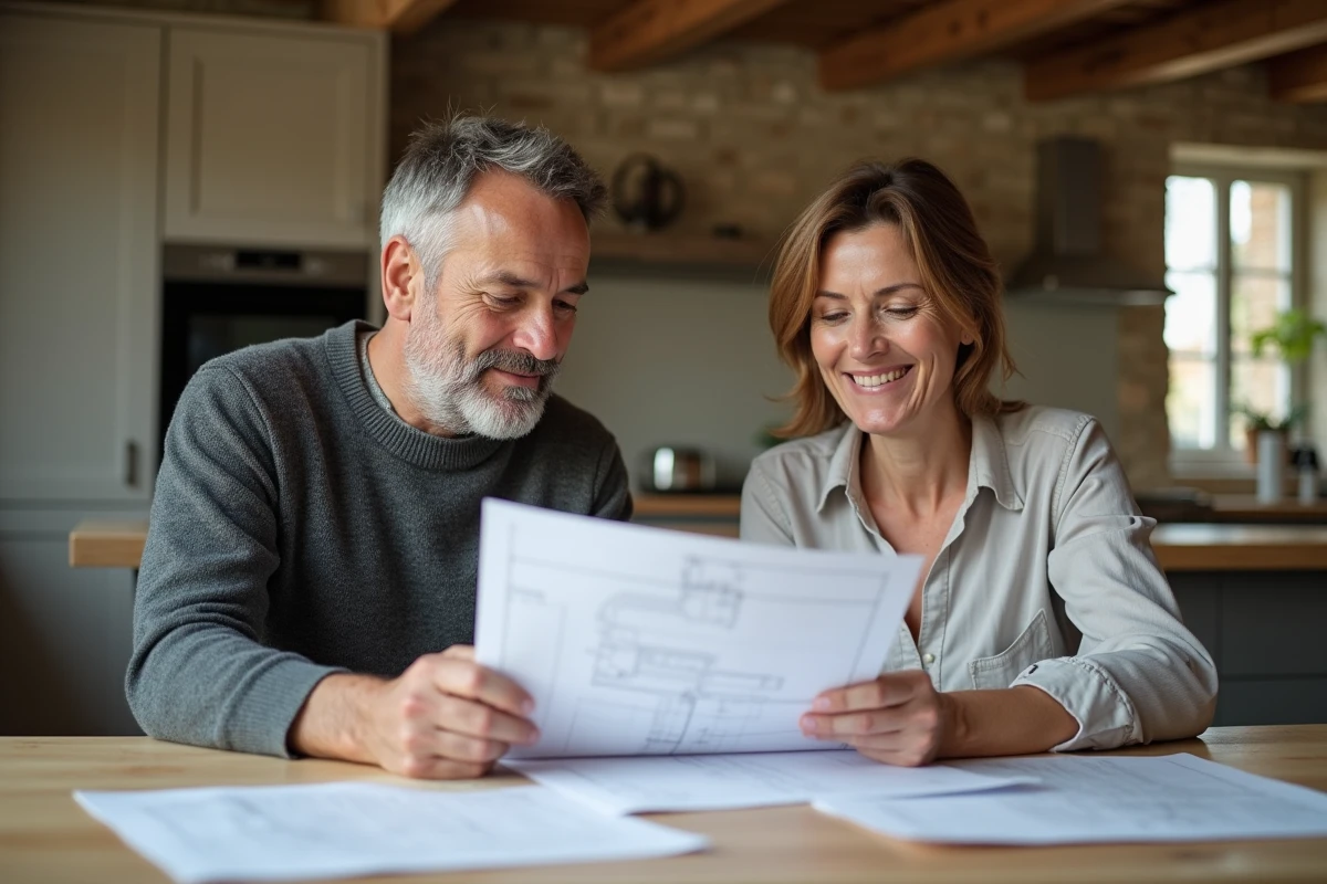 Couple en rénovation dans une maison française chaleureuse